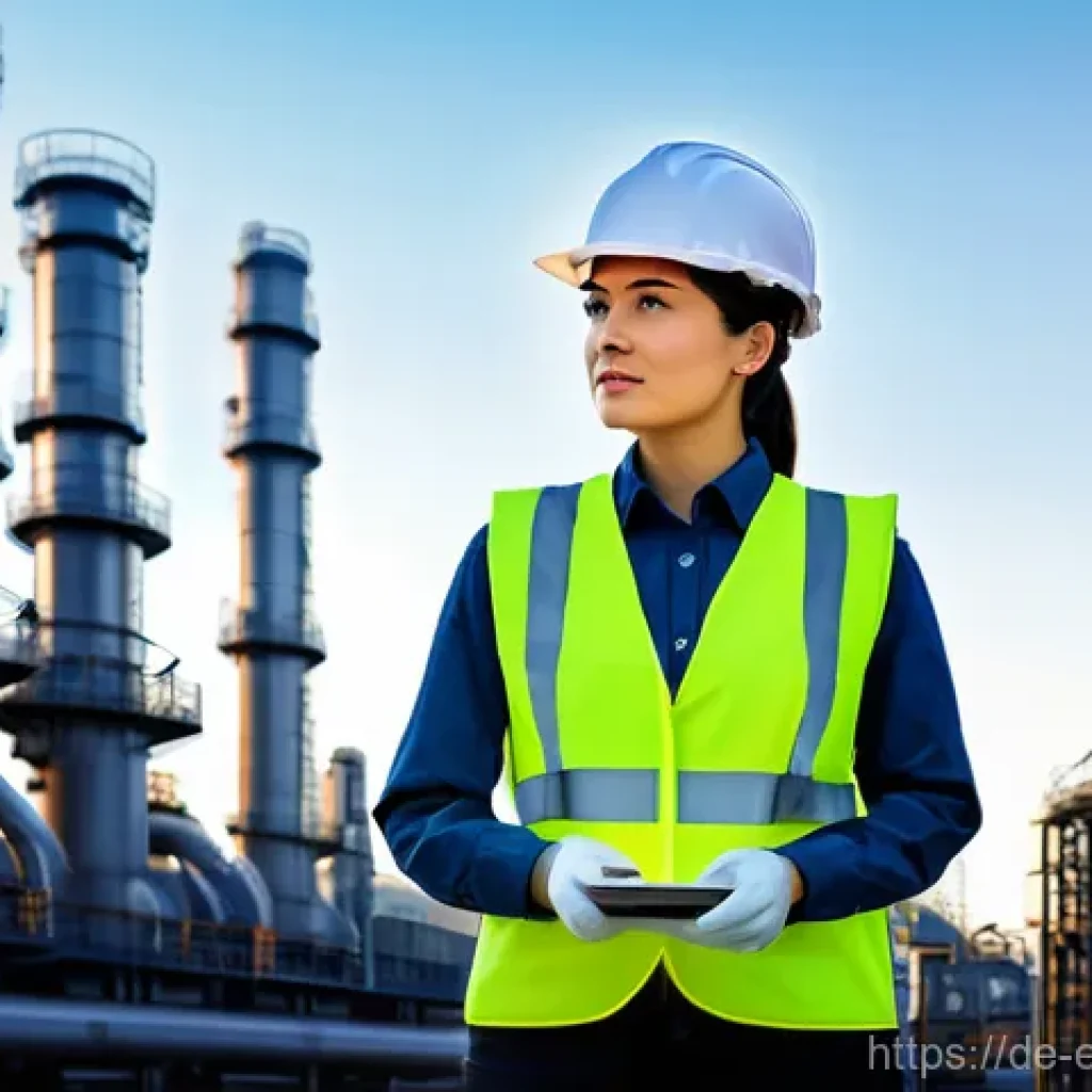 환경보전기술자 실무 사례 - **Prompt 1: Industrial Emissions Control Engineer**
    "A highly detailed, realistic image of a fem...